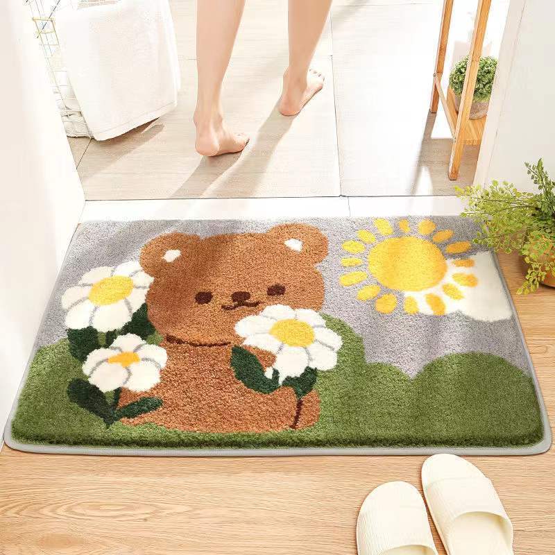 Cute Bunny-Themed Plush Bathroom Rug