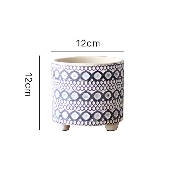 Decorative plant pot with geometric pattern Stornfield
