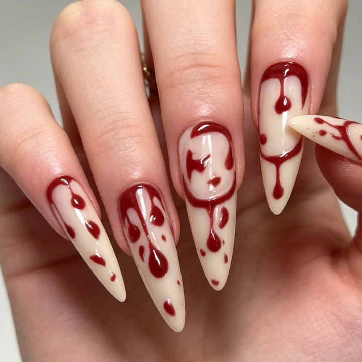 Artistic Blood Drip Nail Art Enhancements Stornfield