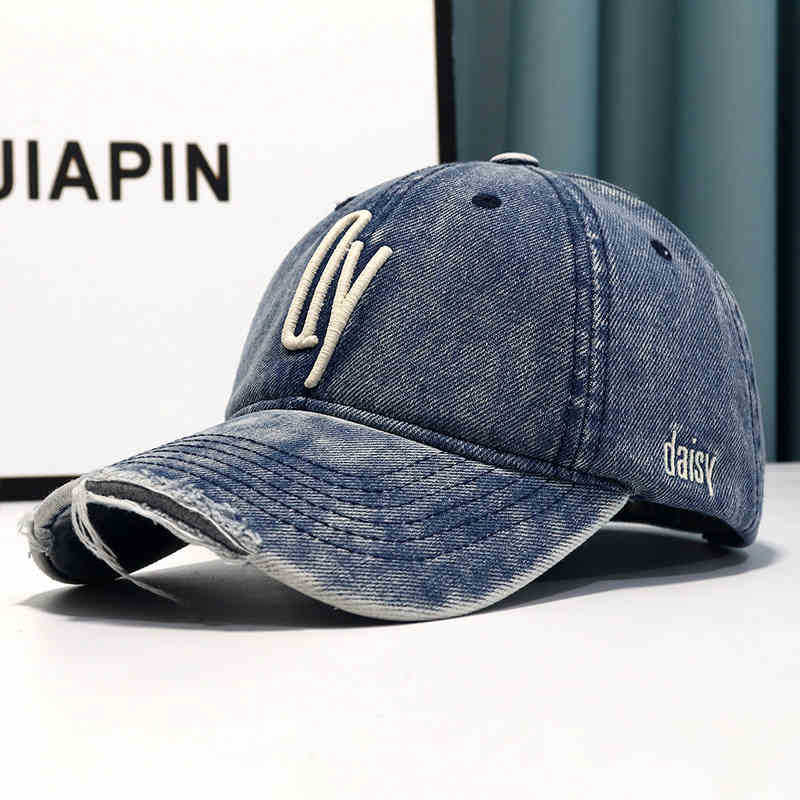 Women's Distressed Denim Embroidered Baseball Cap Stornfield
