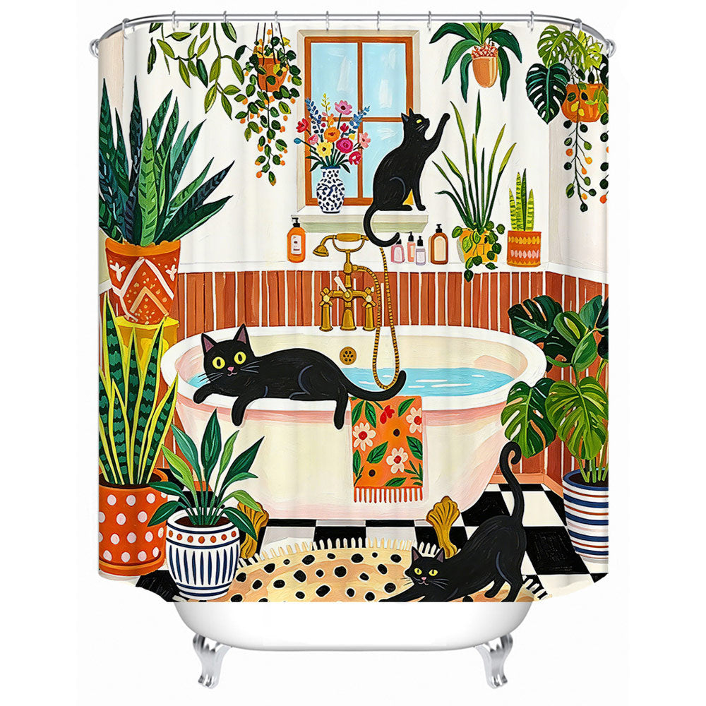 Cat-Themed Bathroom Shower Curtain Stornfield