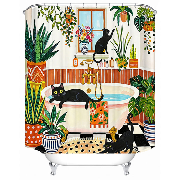 Cat-Themed Bathroom Shower Curtain Stornfield