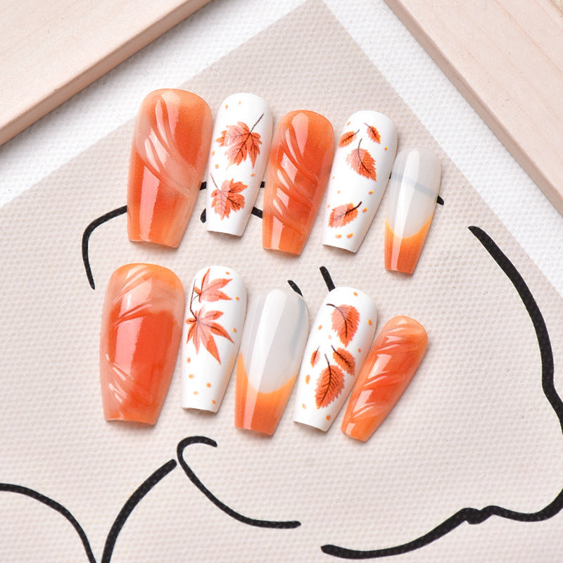 Autumn-Themed Press-On Nail Art Set Stornfield