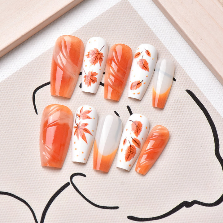 Autumn-Themed Press-On Nail Art Set Stornfield