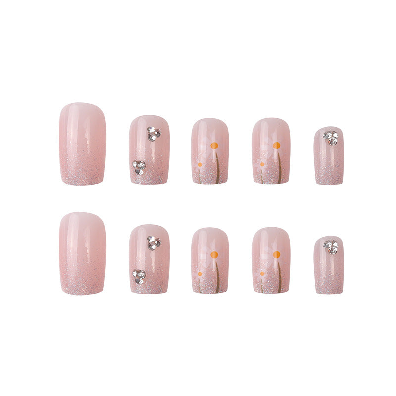 Glittery Floral Press-On Nail Set Stornfield
