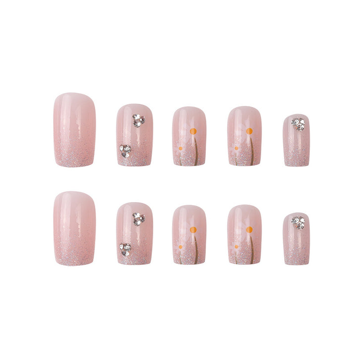 Glittery Floral Press-On Nail Set Stornfield