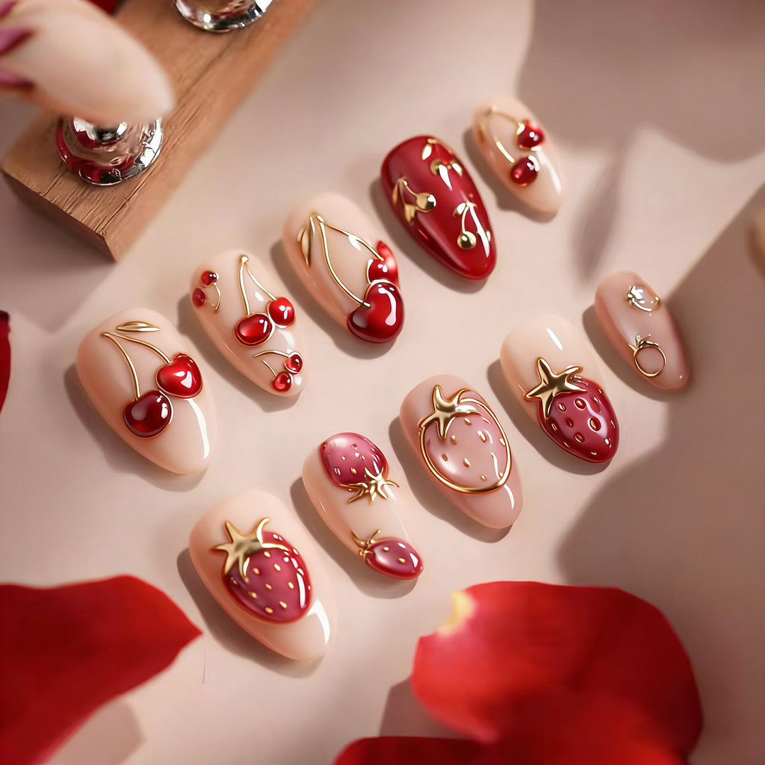 Artistic Floral-Accent Press-On Nails Set Stornfield