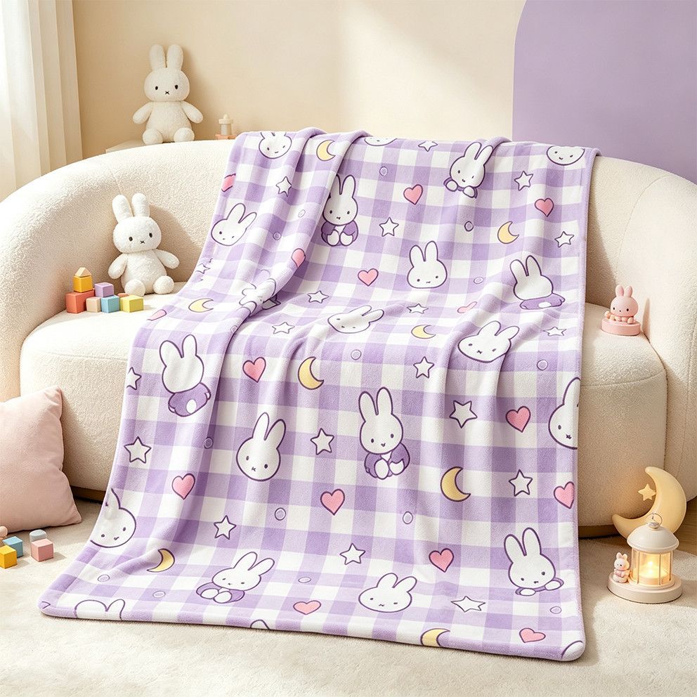 Cute Bunny-Themed Fleece Blanket