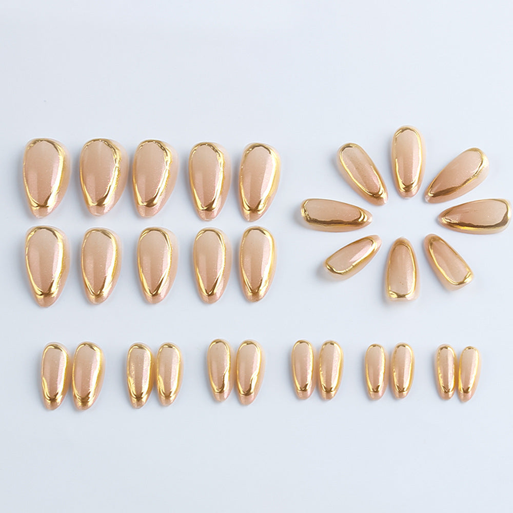 Chic Gold-Trimmed Gel Nail Set Stornfield