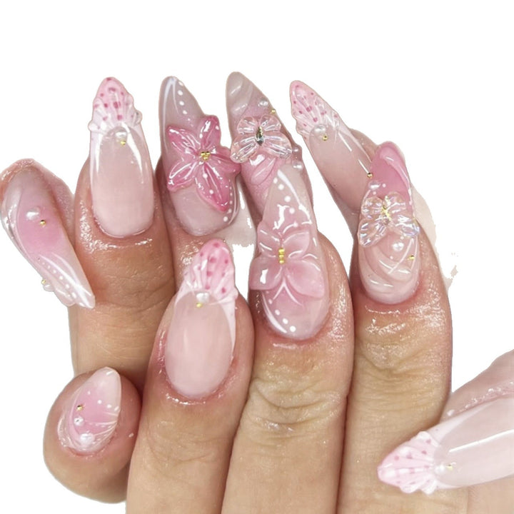 Floral Design Stiletto Nail Art