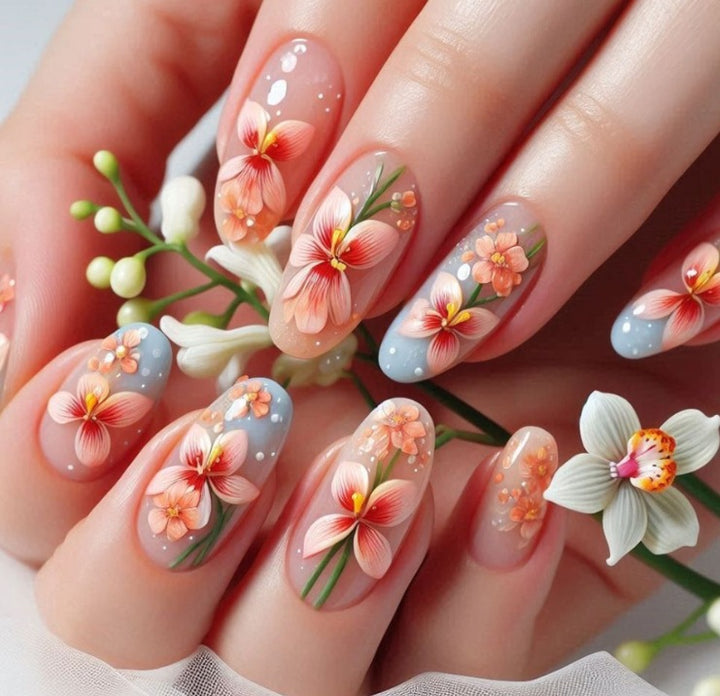 Floral Art Acrylic Nail Enhancements Stornfield