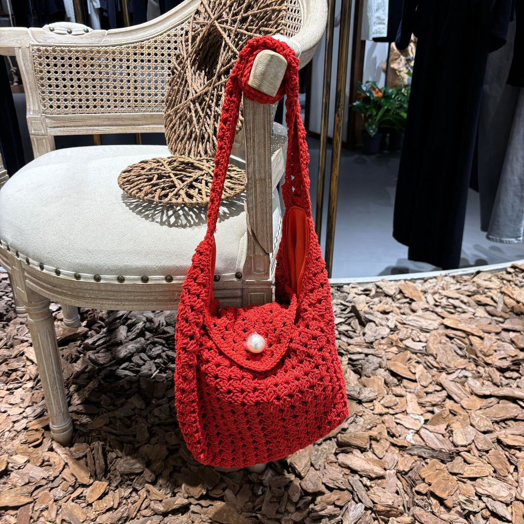 Handmade shoulder bag with bead closure Stornfield