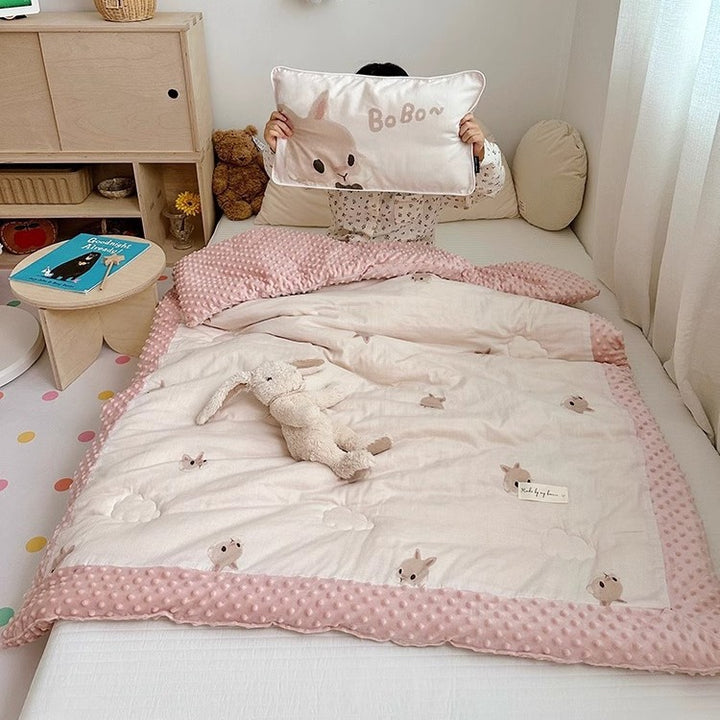 Quilted Reversible Panda-Print Minky-Trim Nap & Play Mat