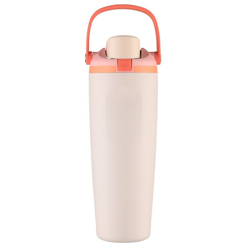 Unisex double-walled vacuum drinking bottle made of stainless steel with one-handed click closure and carrying handle Stornfield