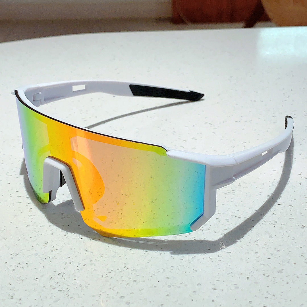 Unisex nan sporty shield sunglasses with continuous mirror lens and adjustable nose bridge Stornfield