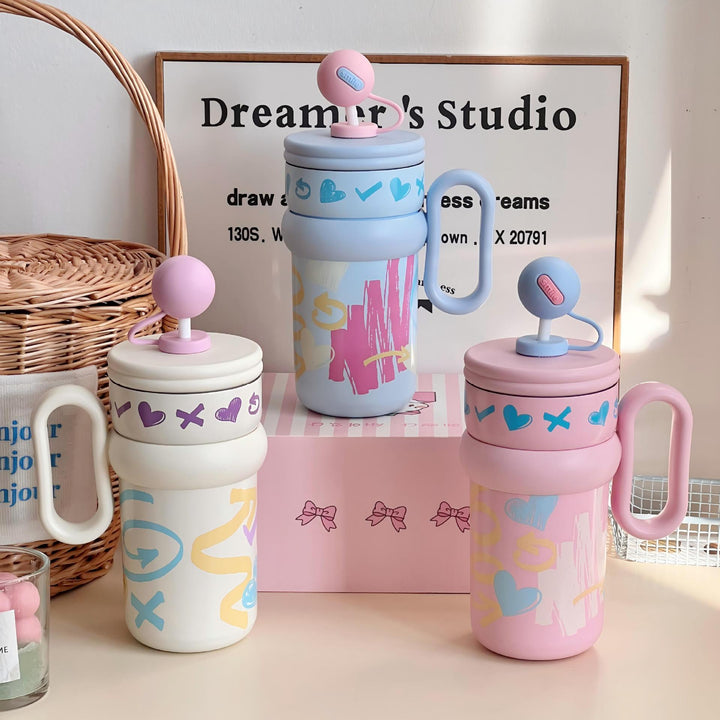 Women’s children’s drinking cup with integrated straw and playful design Stornfield
