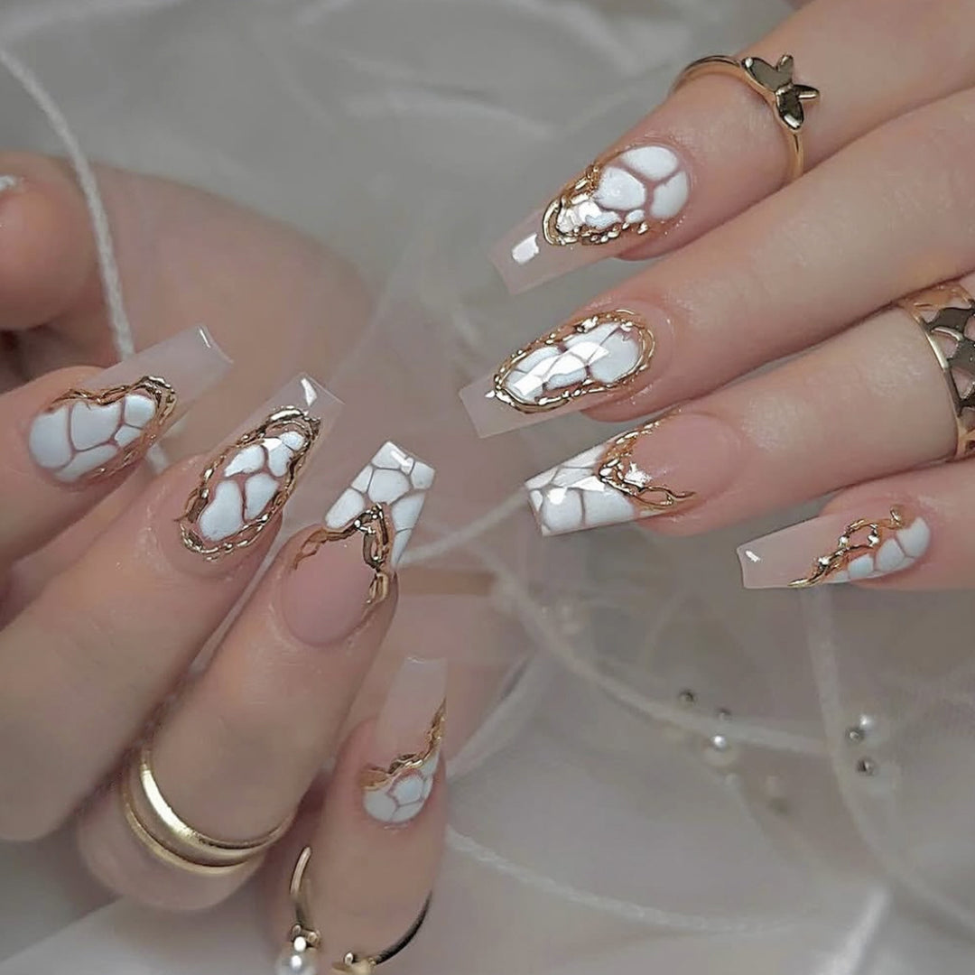 Marble Effect Stiletto Nail Art Extensions Stornfield