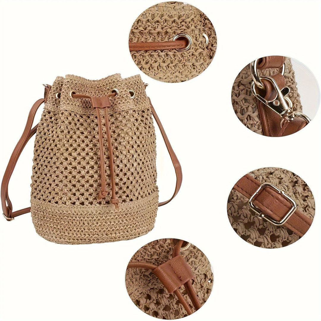 Versatile macrame shoulder bag with leather accents Stornfield