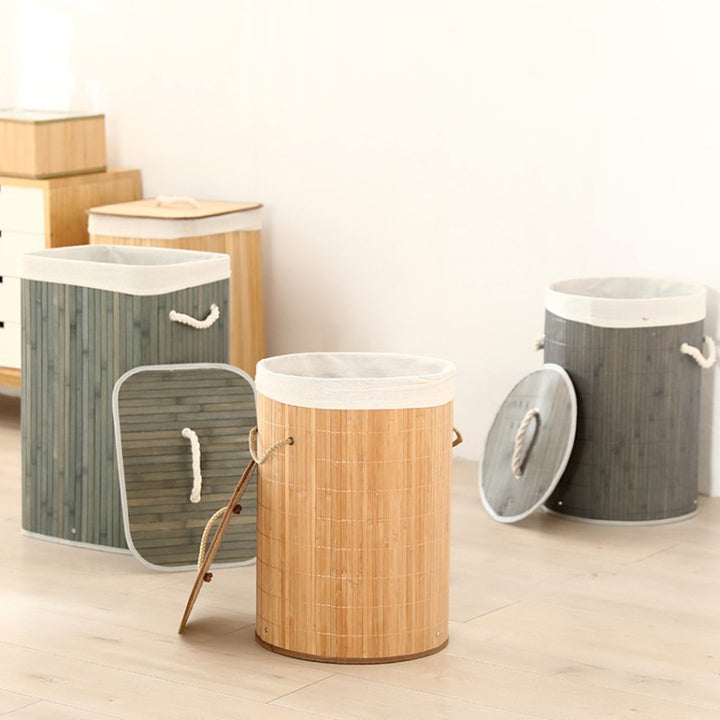Laundry basket made of natural bamboo by Stornfield