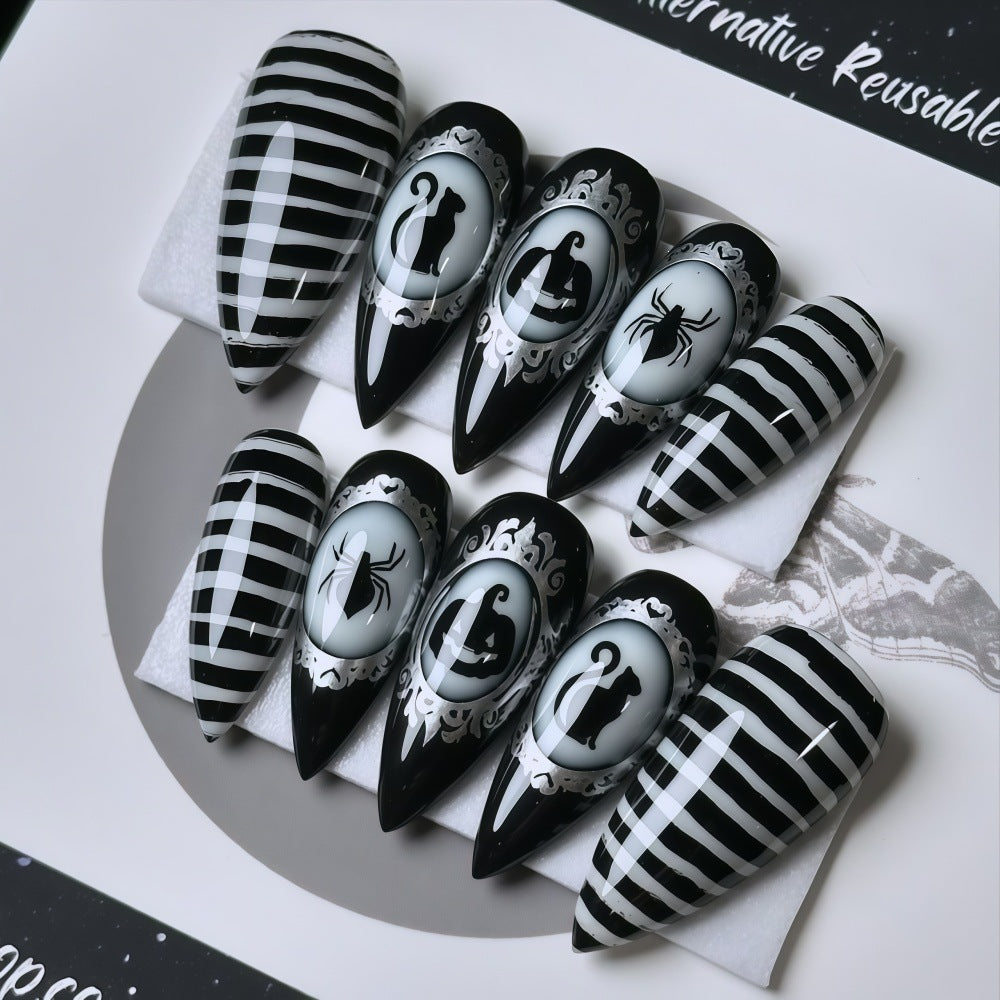 Creative nail art set with spooky designs Stornfield