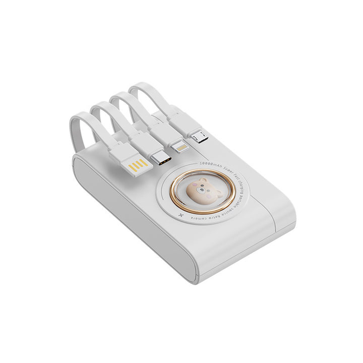 Portable power bank with integrated cable system and innovative charging functions Stornfield