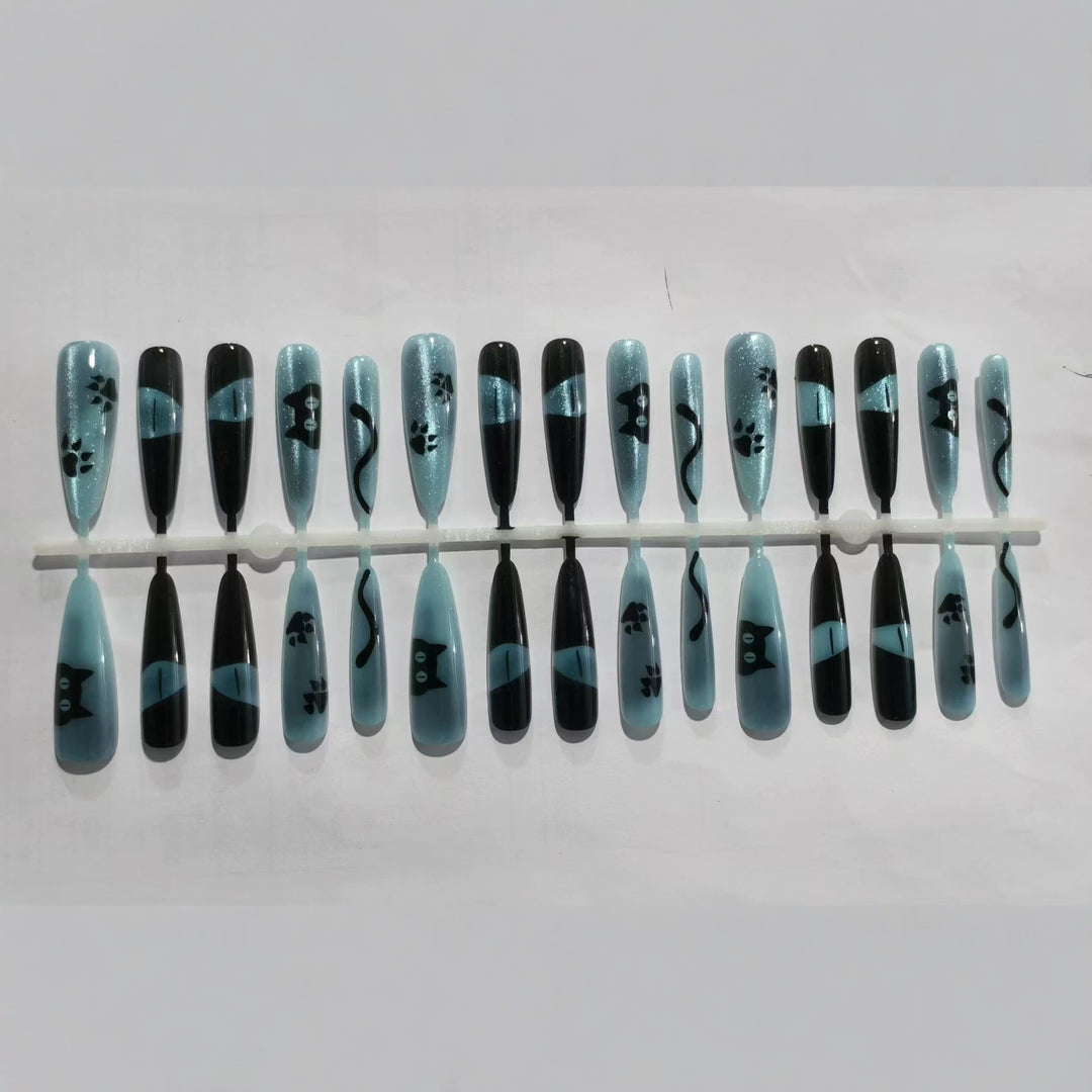 Cat-Themed Press-On Nail Art Stornfield