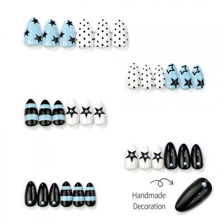 Decorative Star and Polka Dot Press-On Nails