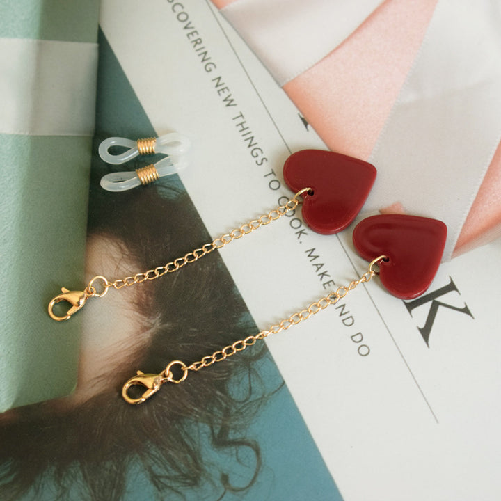 Heart-Shaped Dangle Earrings with Gold Chain Stornfield