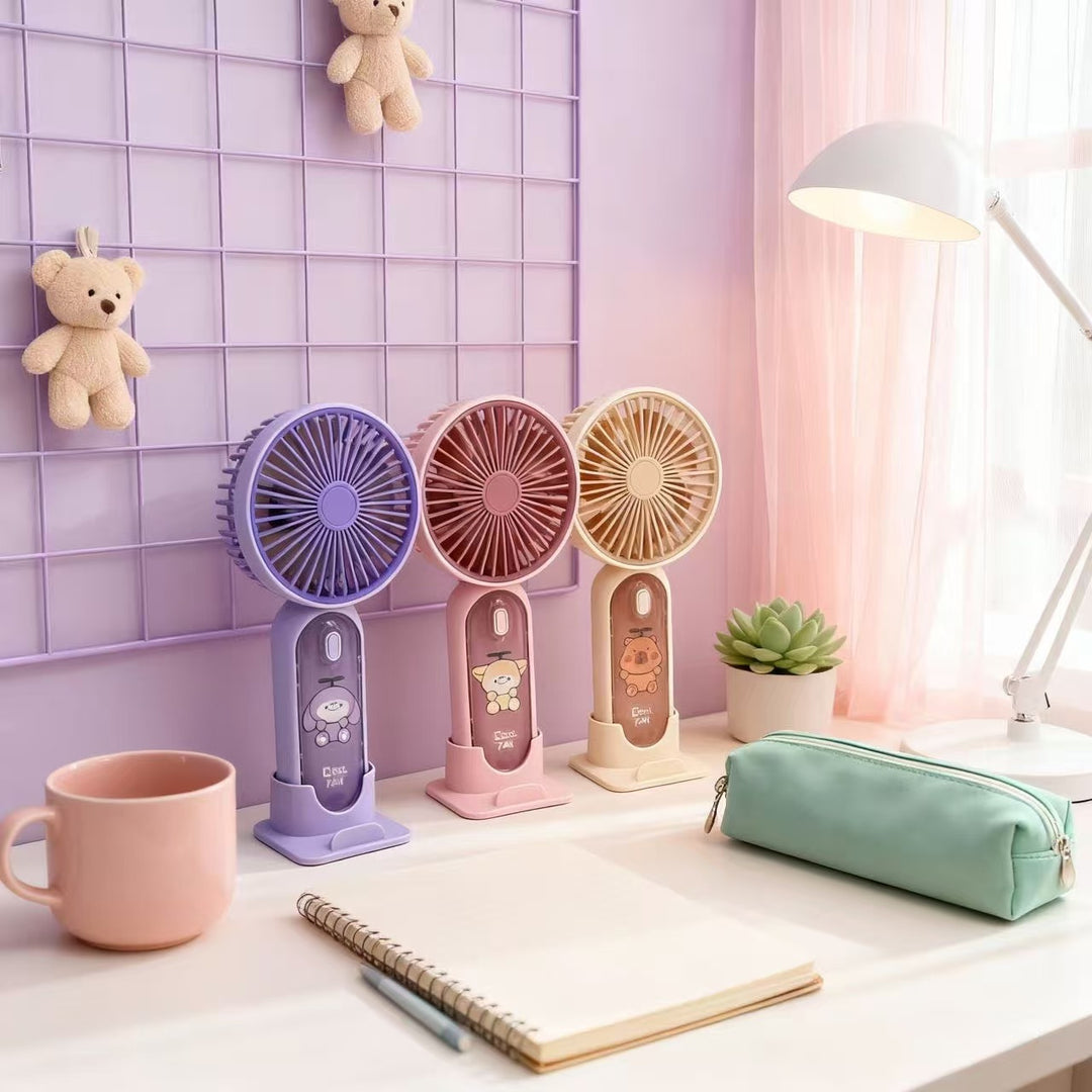 Women's Portable Hand Fan with Flexible Tilt Function and USB Charger Stornfield