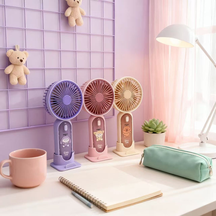 Women's Portable Hand Fan with Flexible Tilt Function and USB Charger Stornfield
