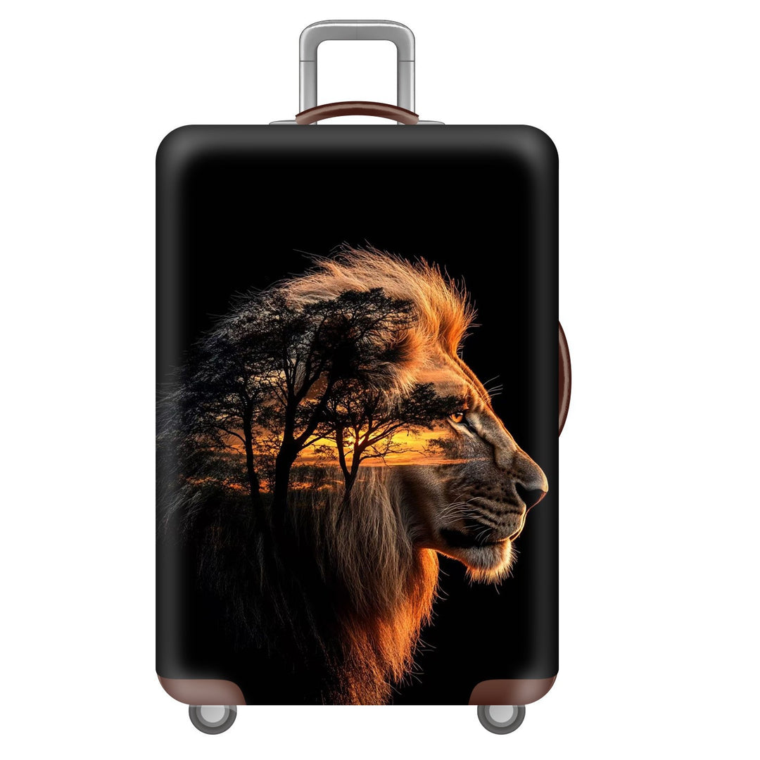 Unisex nan robust Hart shell trolley with lion portrait motif print, shock-resistant ABS polycarbonate shell, multi-wheeled chassis and TSA security lock Stornfield