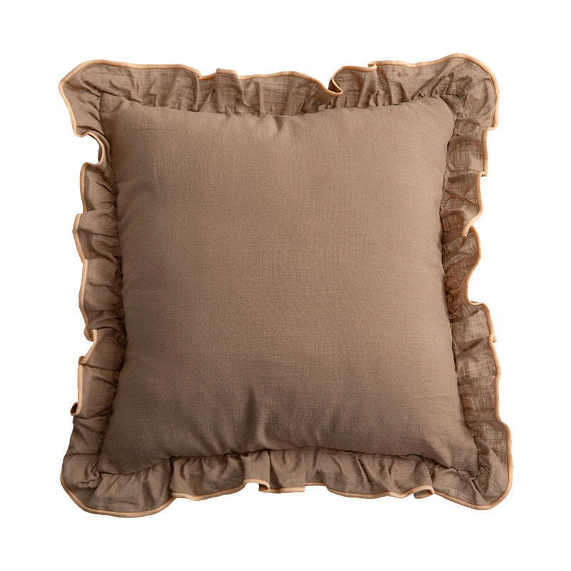 Decorative cushion with frill ruffle and linen texture Stornfield