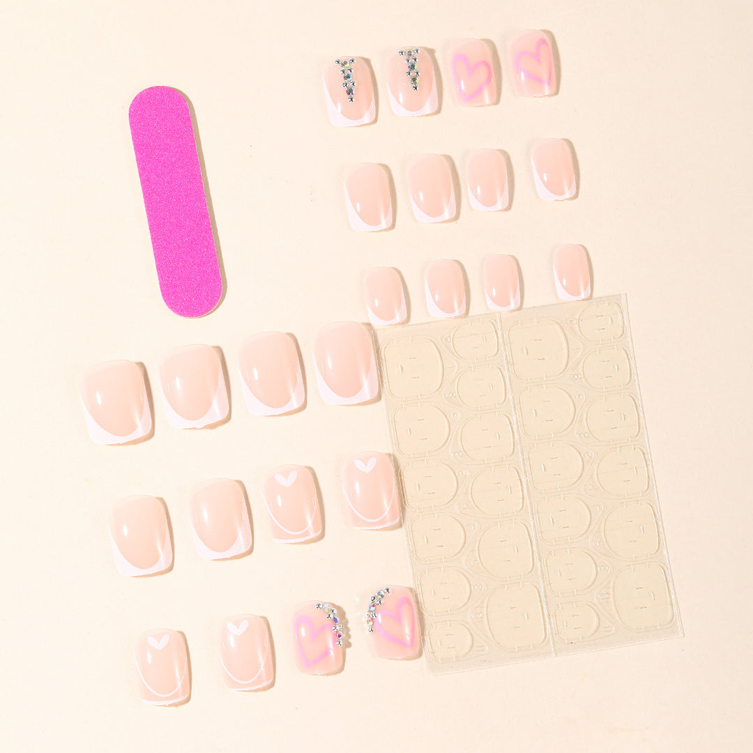 Heart-Accent Gel Nail Art Extensions Stornfield