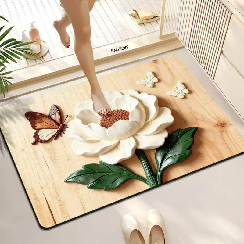 3D Butterfly Pattern Bath Mat