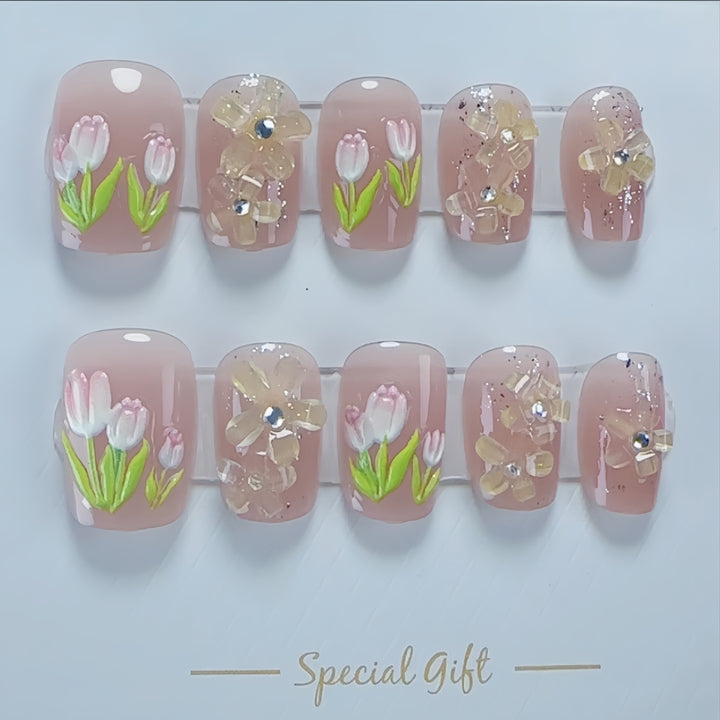 Floral Art Press-On Nail Set Stornfield