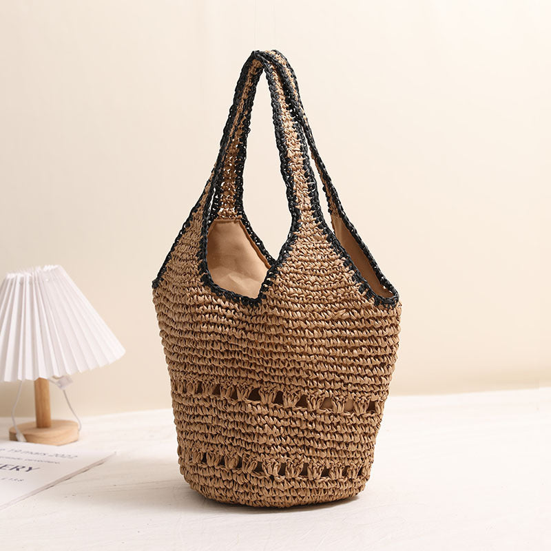 Handmade straw bag with decorative details Stornfield