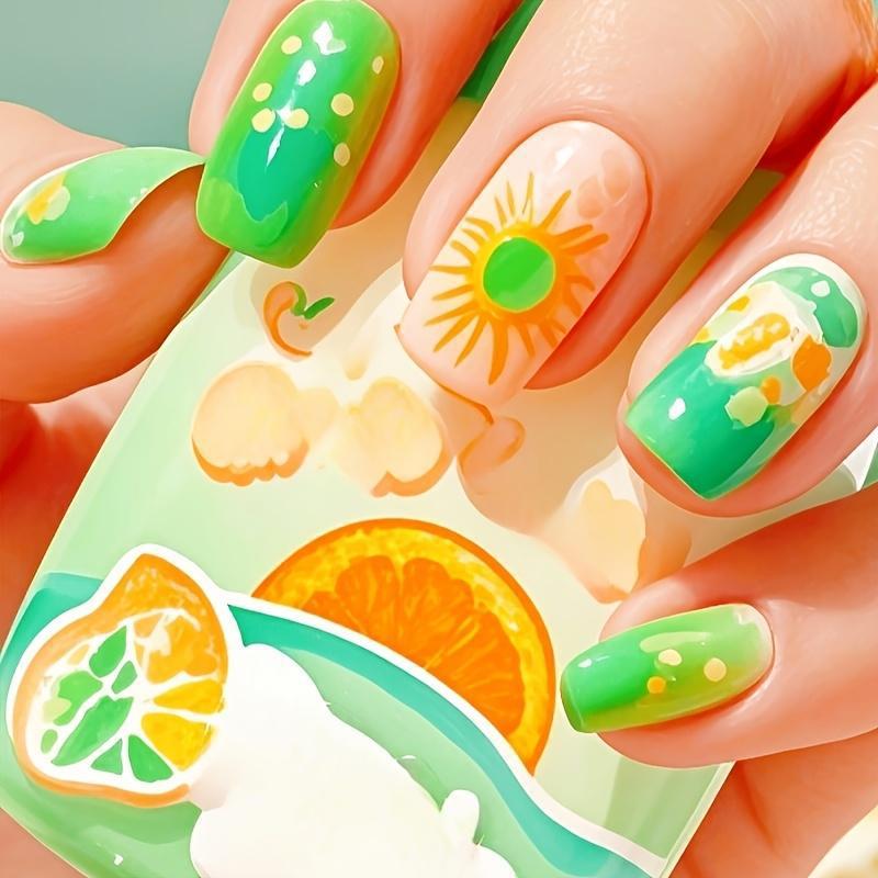 Elegant Artificial Nails with French Manicure and Glitter Effects Stornfield