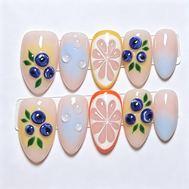 Artistic Fruit-Inspired Press-On Nail Set Stornfield