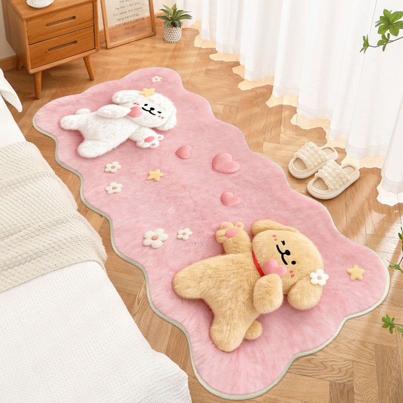 Plush Cartoon Bear-Themed Area Rug