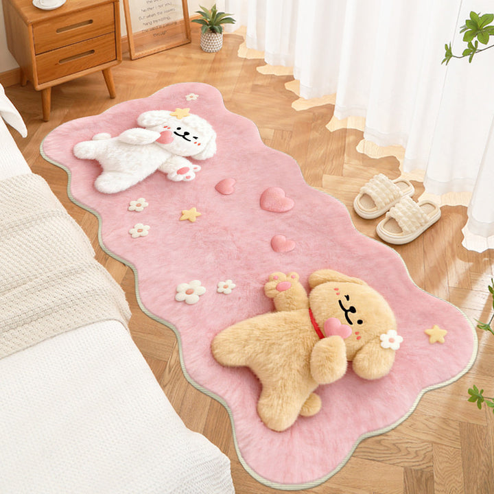Plush Cartoon Bear-Themed Area Rug