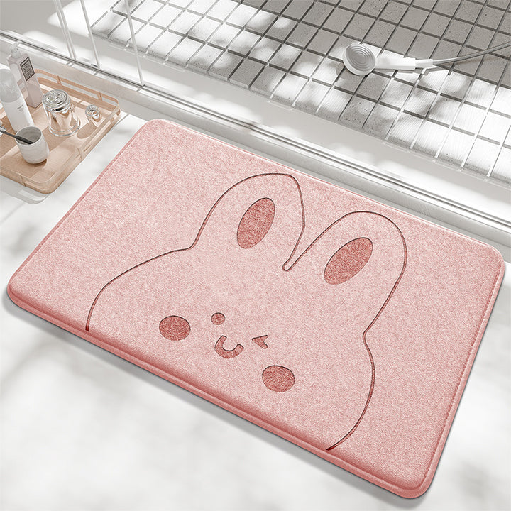 Playful Bunny Design Bath Mat Stornfield