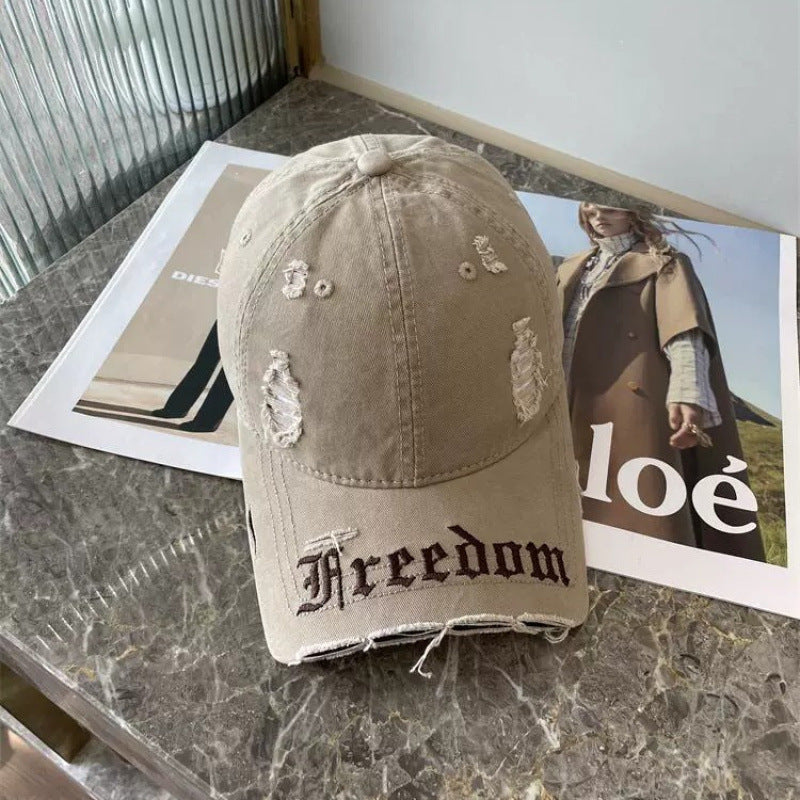 Women's Distressed Freedom Embroidered Baseball Cap Stornfield