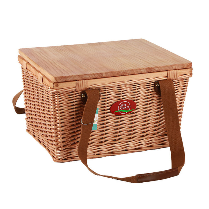 Ladies picnic basket made of high-quality natural material with sturdy wooden lid Stornfield