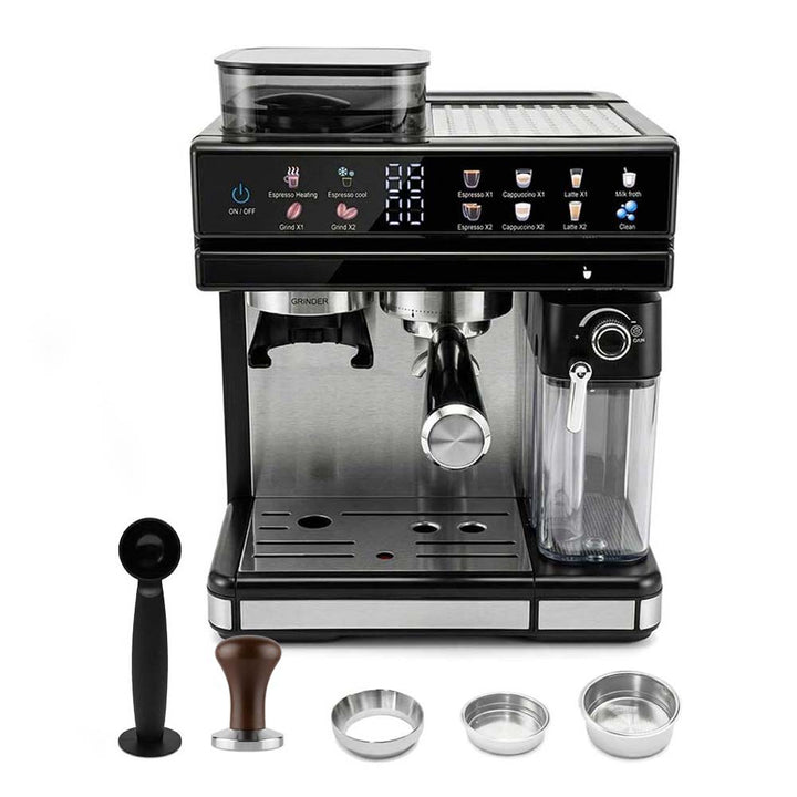 Espresso machine with integrated grinder and precise temperature control Stornfield