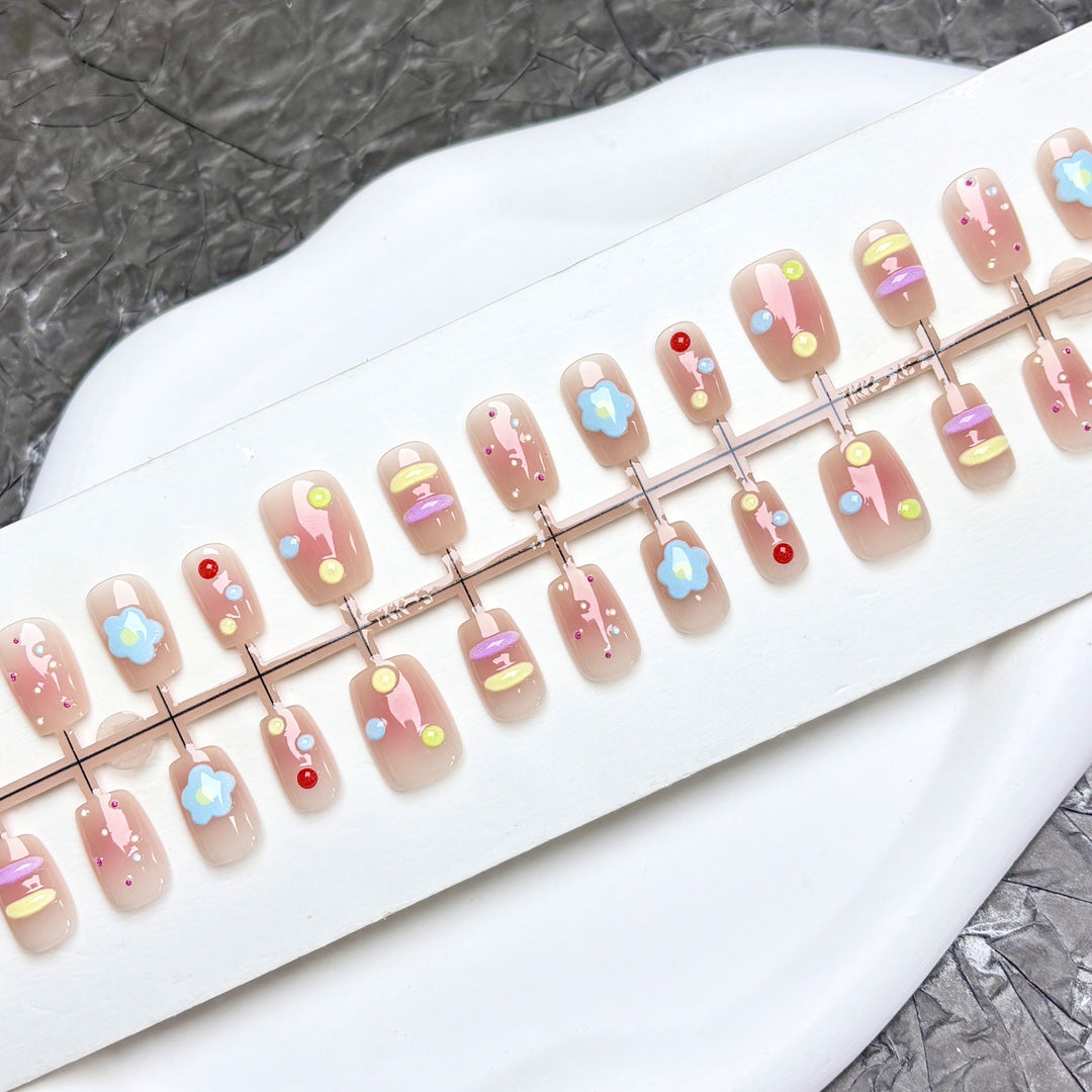 Decorative Press-On Nail Art Set with Creative Patterns
