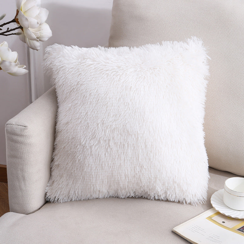 Plush Faux Fur Square Decorative Pillow Cover with Hidden Zipper and Long Pile