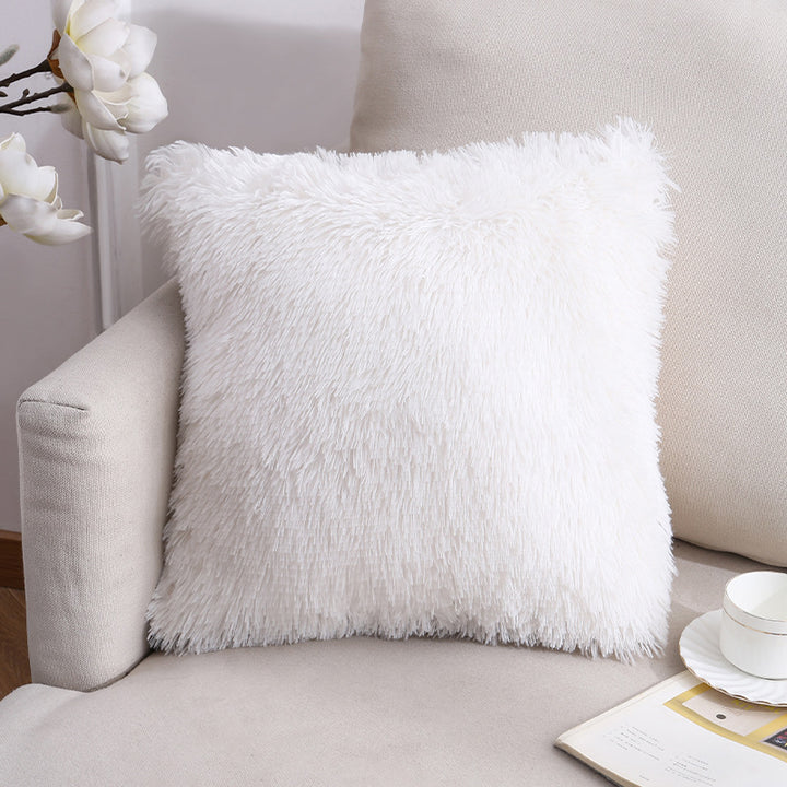 Plush Faux Fur Square Decorative Pillow Cover with Hidden Zipper and Long Pile