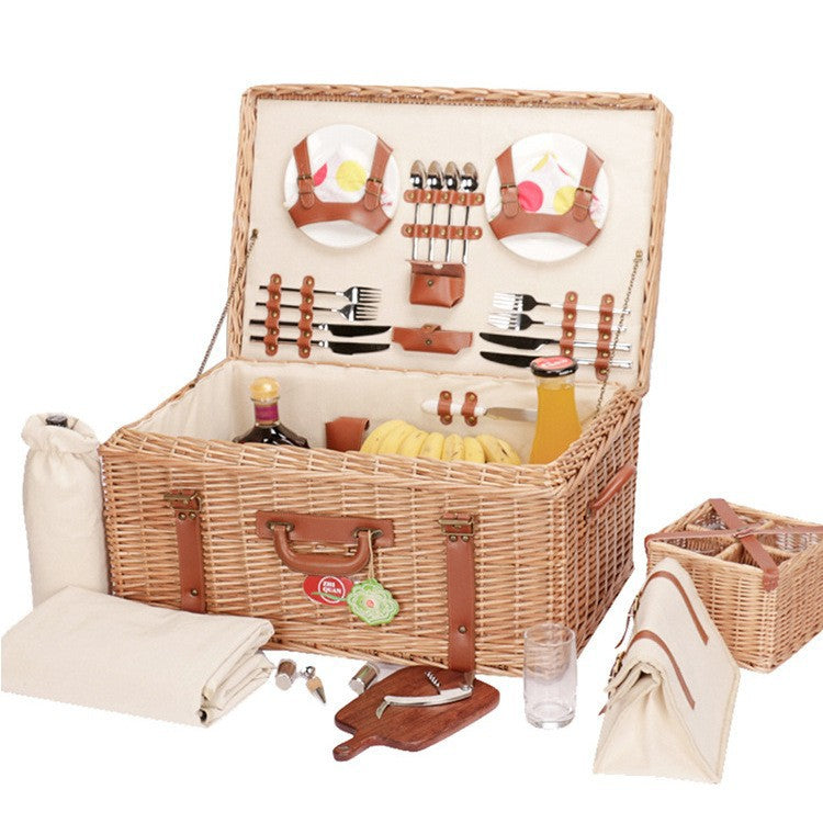 Ladies luxurious picnic basket with integrated crockery set and insulated cooler compartment Stornfield