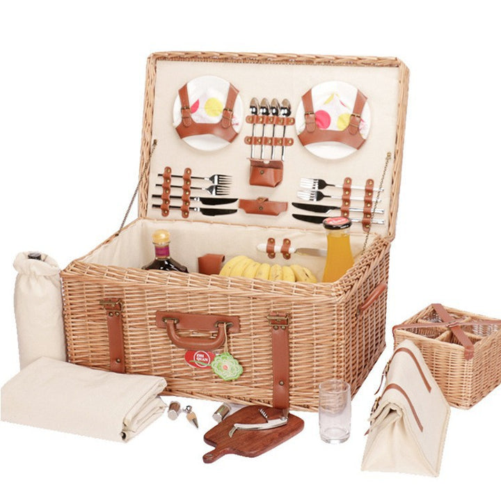 Ladies luxurious picnic basket with integrated crockery set and insulated cooler compartment Stornfield