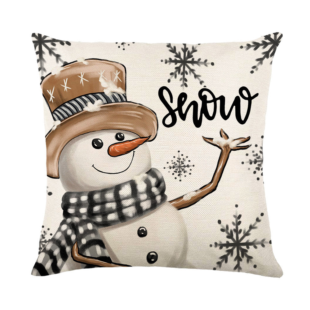 Decorative Plaid Basket Holiday Throw Pillow Cover with Botanical Cedar Sprigs and Striped Bow Accent
